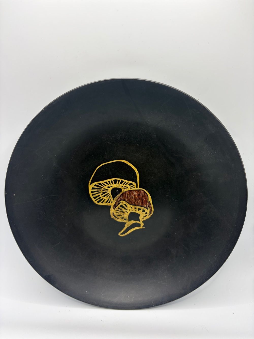 Couroc Vintage Mushroom Dish Mid Century Modern Brass Inlay MCM Shallow Bowl